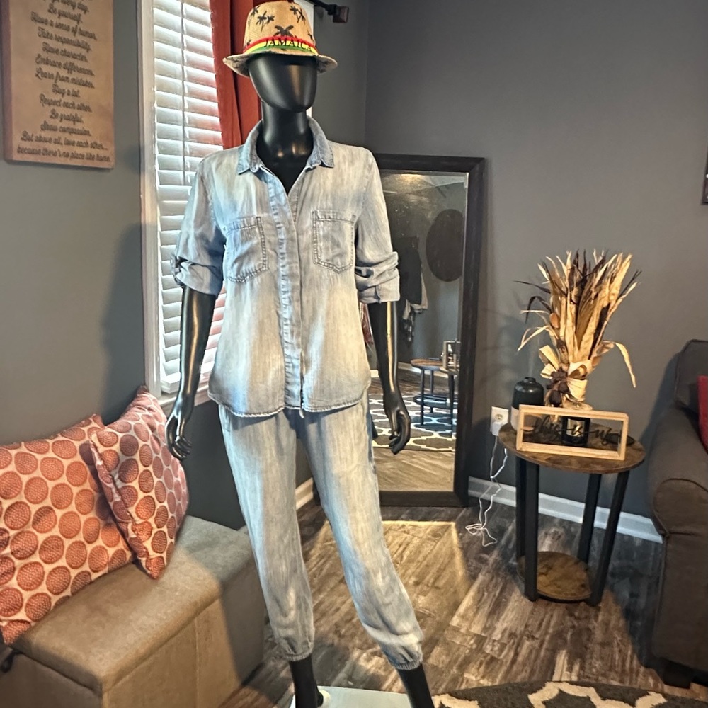 Cloth & Stone Blue Denim jogger set